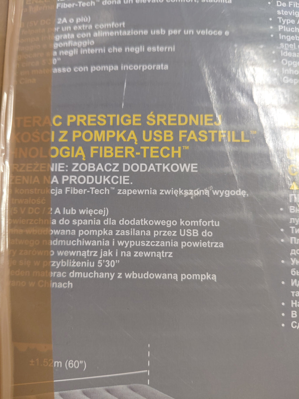 Intex Prestige Materac dmuchany dwuosobowy z pompką USB FastFill 152x203x30 cm