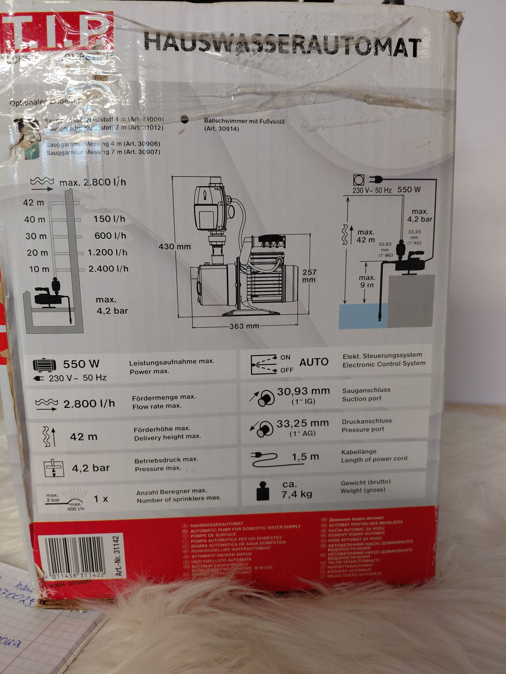 T.I.P. HWA 3000 INOX Automatyczna pompa do wody domowej 550W