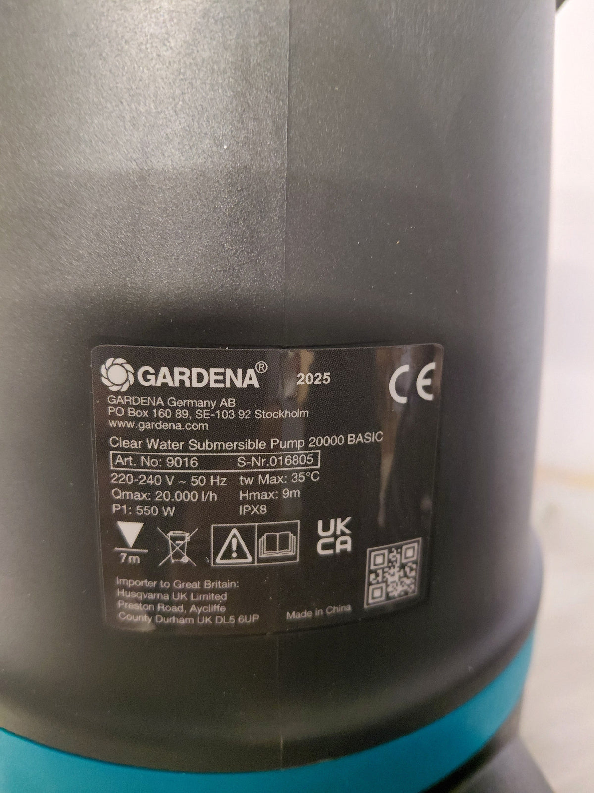 Gardena Basic Submersible Clear Water Pump 20000 - pompa zanurzeniowa 550 W