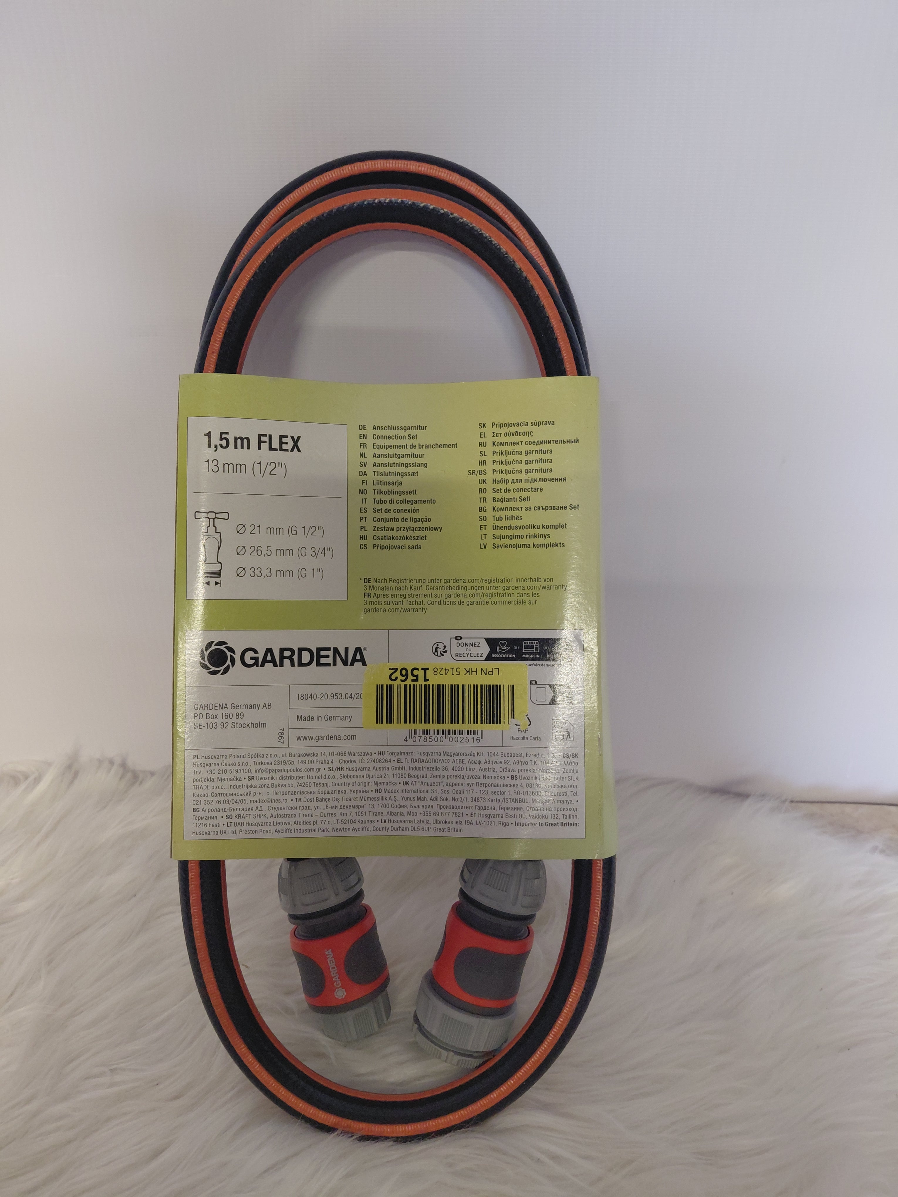 Gardena Flex Connection Set 1,5 m wąż 13 mm (1/2") z złączkami Grip - Made in Germany