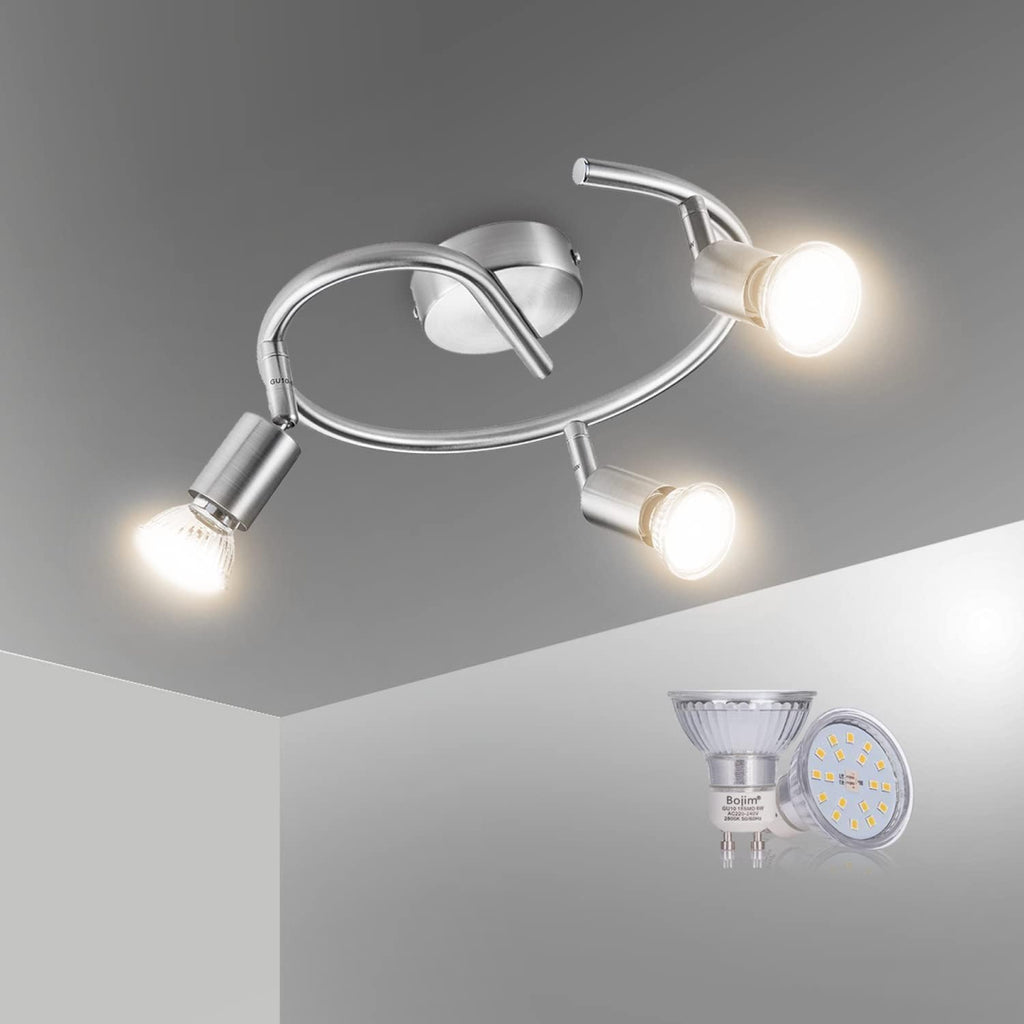 Lampa sufitowa UNICOZIN 3 × GU10 – regulowane reflektory, srebrna