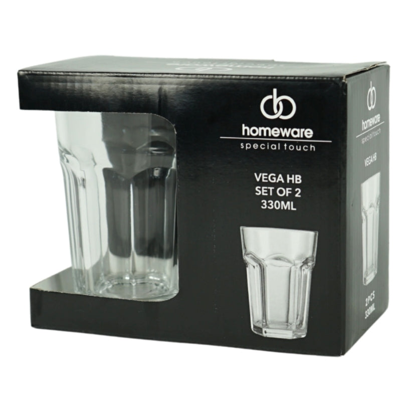 Szklanka do picia do napojów Homeware Vega 330 ml Zestaw 2 sztuki