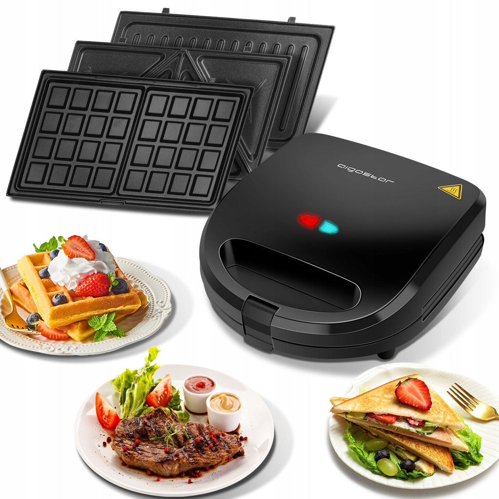 Opiekacz Toster Sandwich Gofrownica Grill Aigostar Rubik czarny 750 W