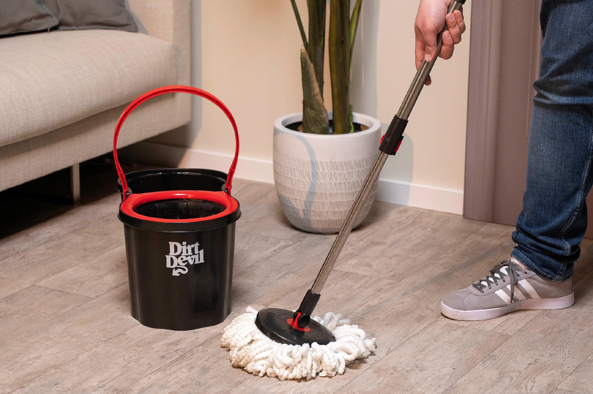 MOP OBROTOWY DIRT DEVIL ZESTAW WIADRO 16L WYŻYMACZKA 360 KIJ TELESKOPOWY