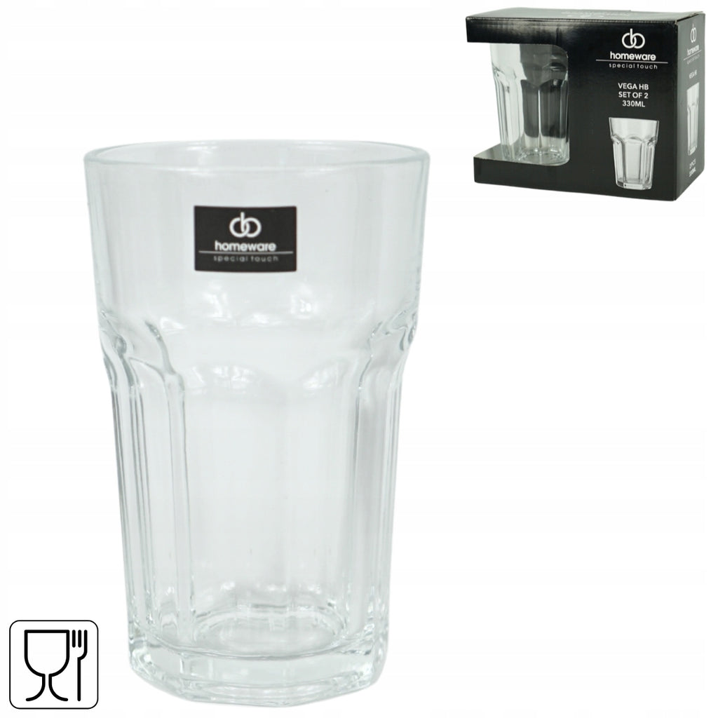 Szklanka do picia do napojów Homeware Vega 330 ml Zestaw 2 sztuki