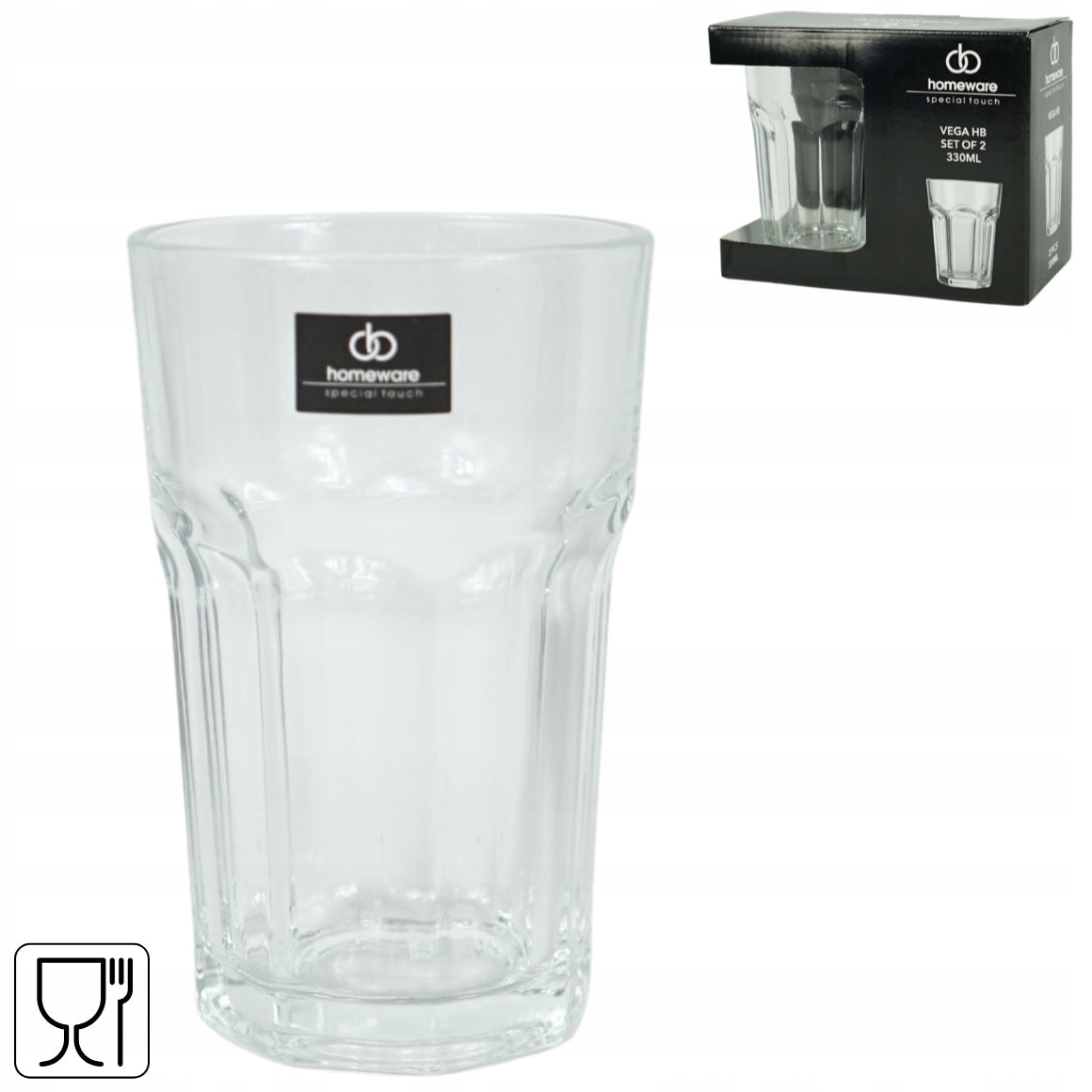 Szklanka do picia do napojów Homeware Vega 330 ml Zestaw 2 sztuki