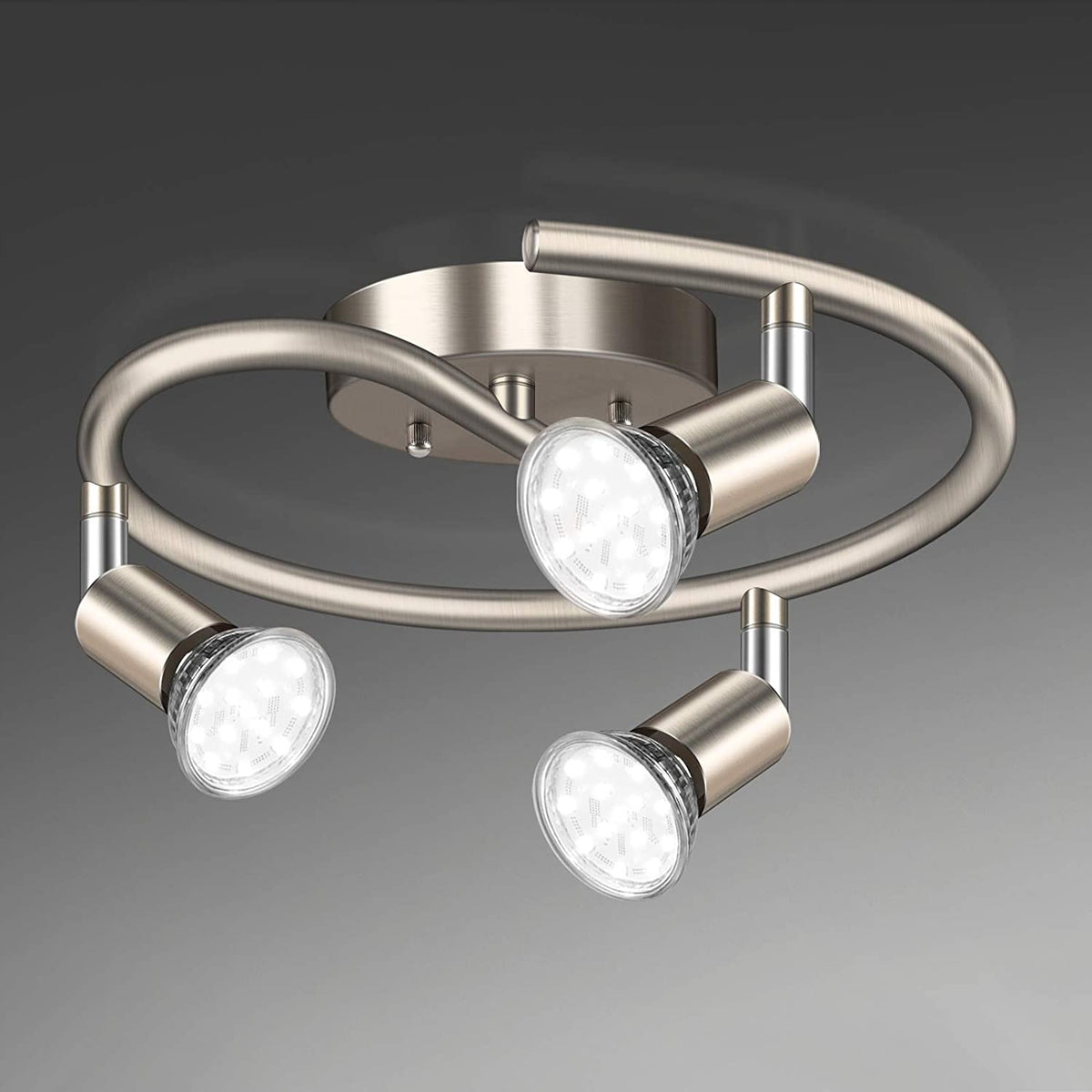 Lampa sufitowa UNICOZIN 3 × GU10 – regulowane reflektory, srebrna