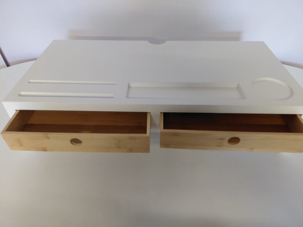 Stojak pod monitor z szufladami
