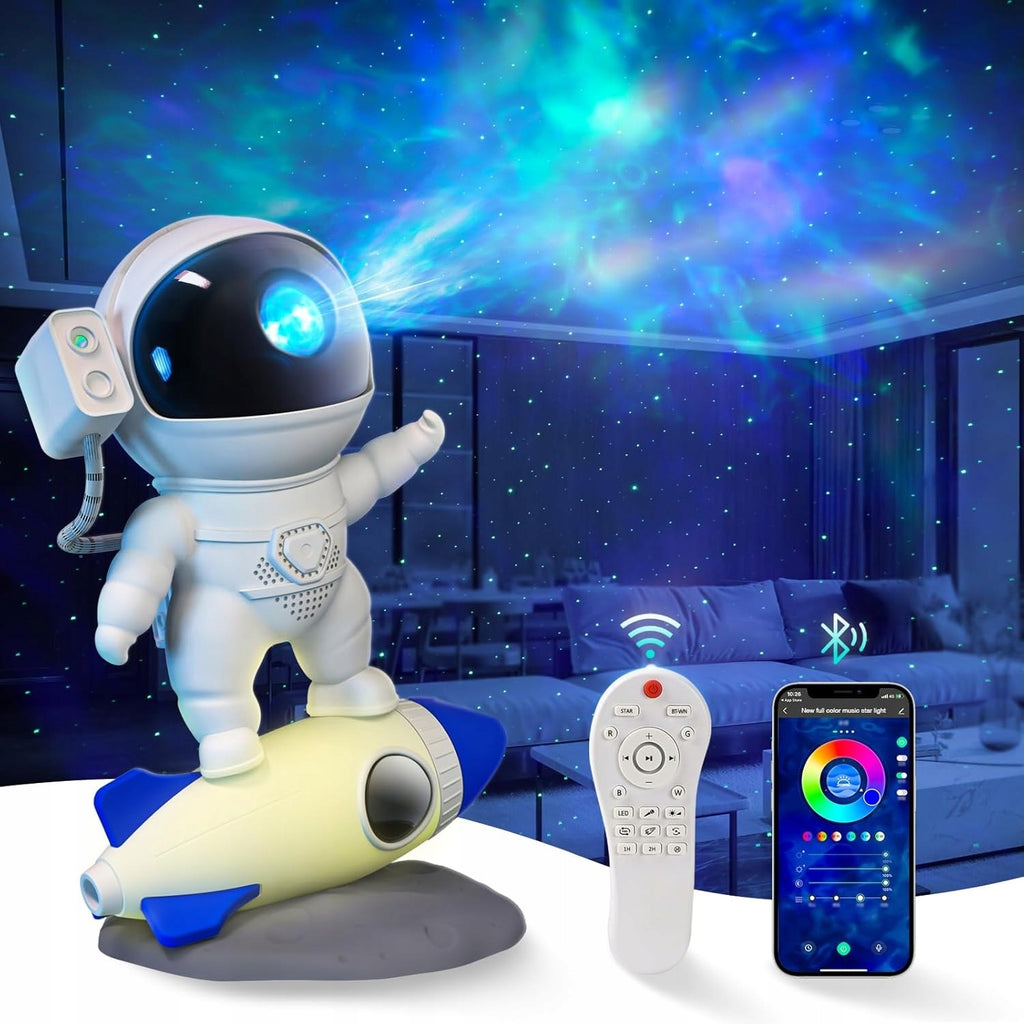 PROJEKTOR RZUTNIK GWIAZD ASTRONAUTA ROCKET BLUETOOTH GŁOŚNIK PILOT SMART