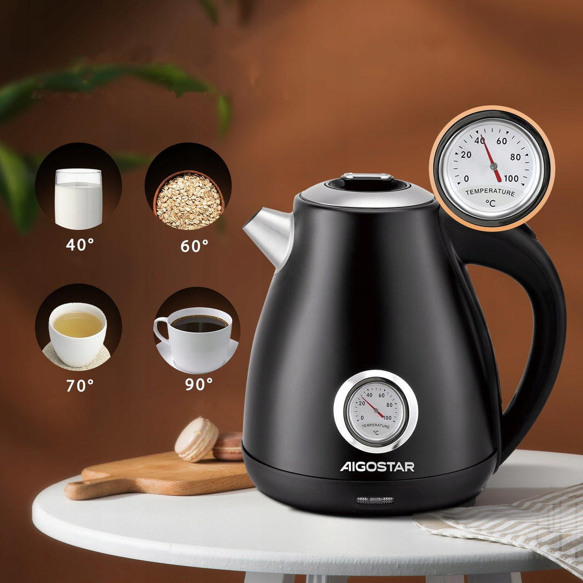 Czajnik elektryczny Aigostar Adrian 2200 W 1,7 l czarny