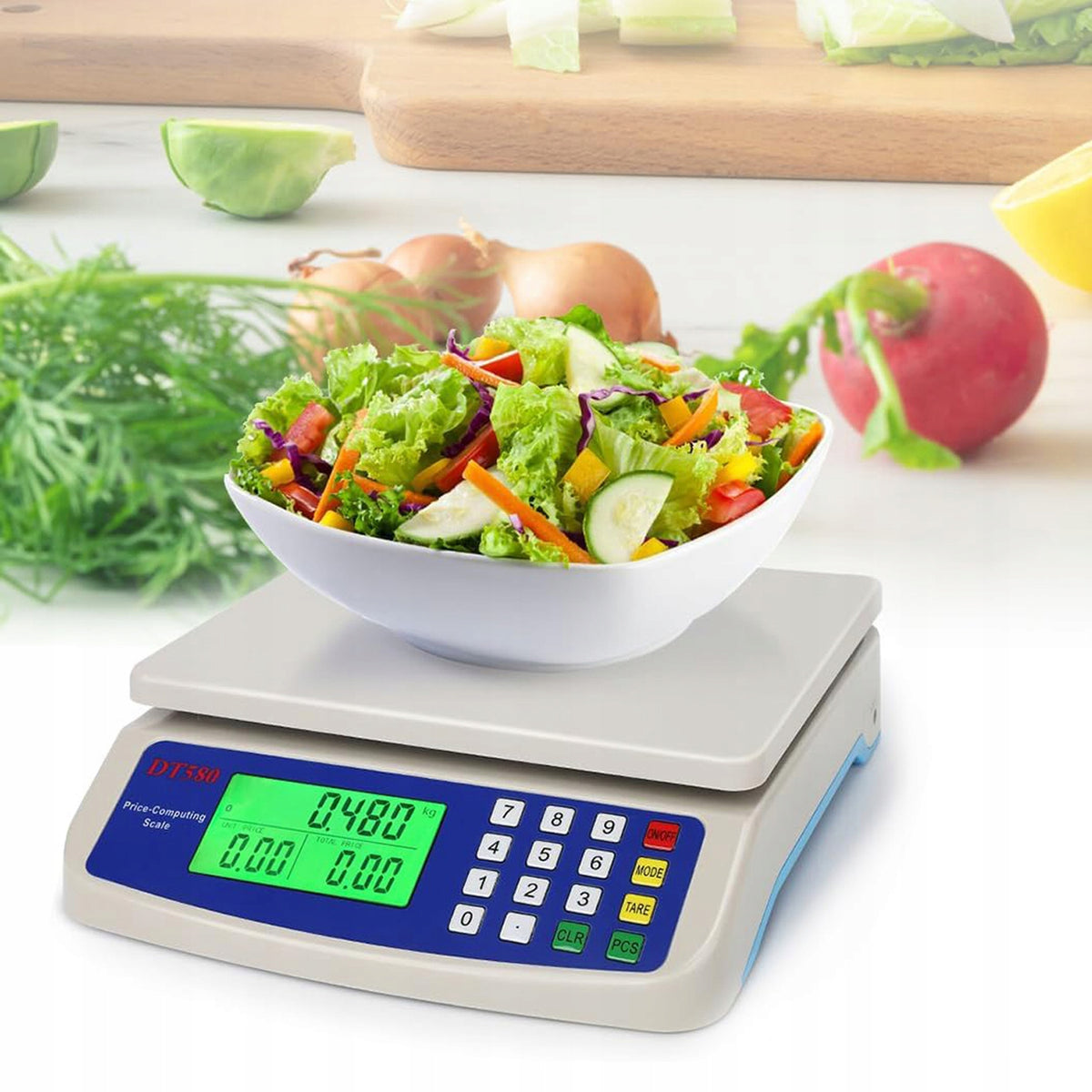 Waga kuchenna Bedee DT-580 do 10 kg z LCD i tarą – srebrno-szara