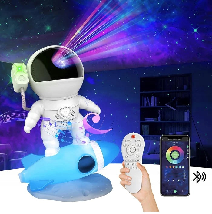 PROJEKTOR RZUTNIK GWIAZD ASTRONAUTA ROCKET BLUETOOTH GŁOŚNIK PILOT SMART