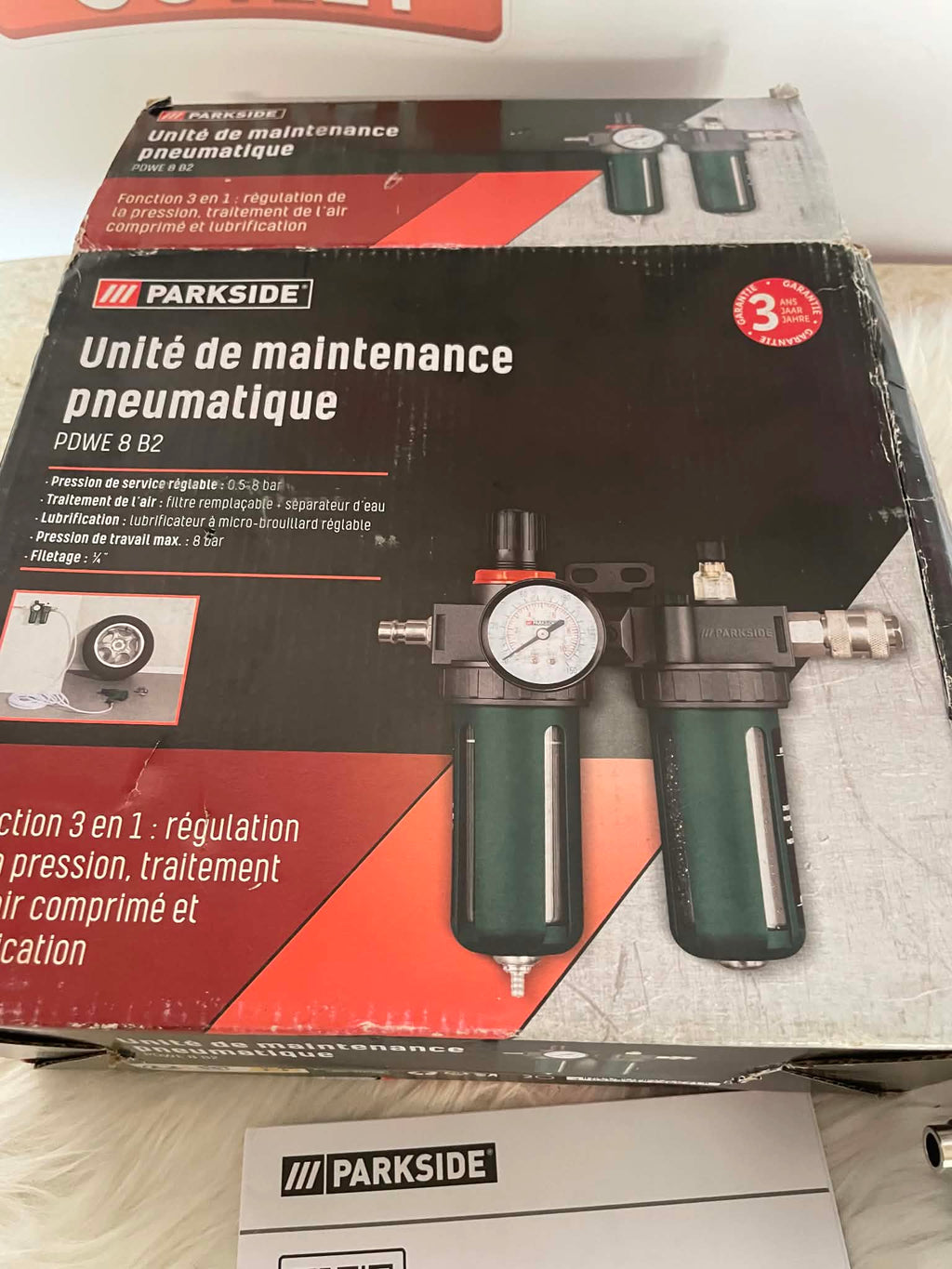 Parkside Filtr + Regulator + Smarownica do Sprężonego Powietrza 3w1 8 bar