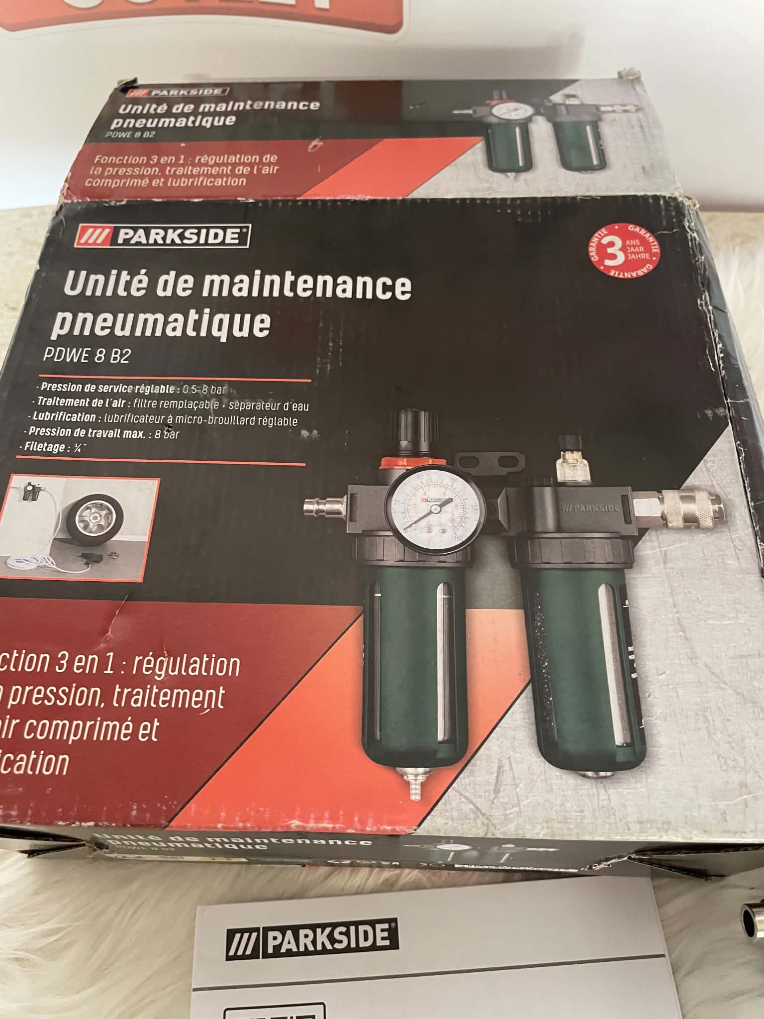 Parkside Filtr + Regulator + Smarownica do Sprężonego Powietrza 3w1 8 bar