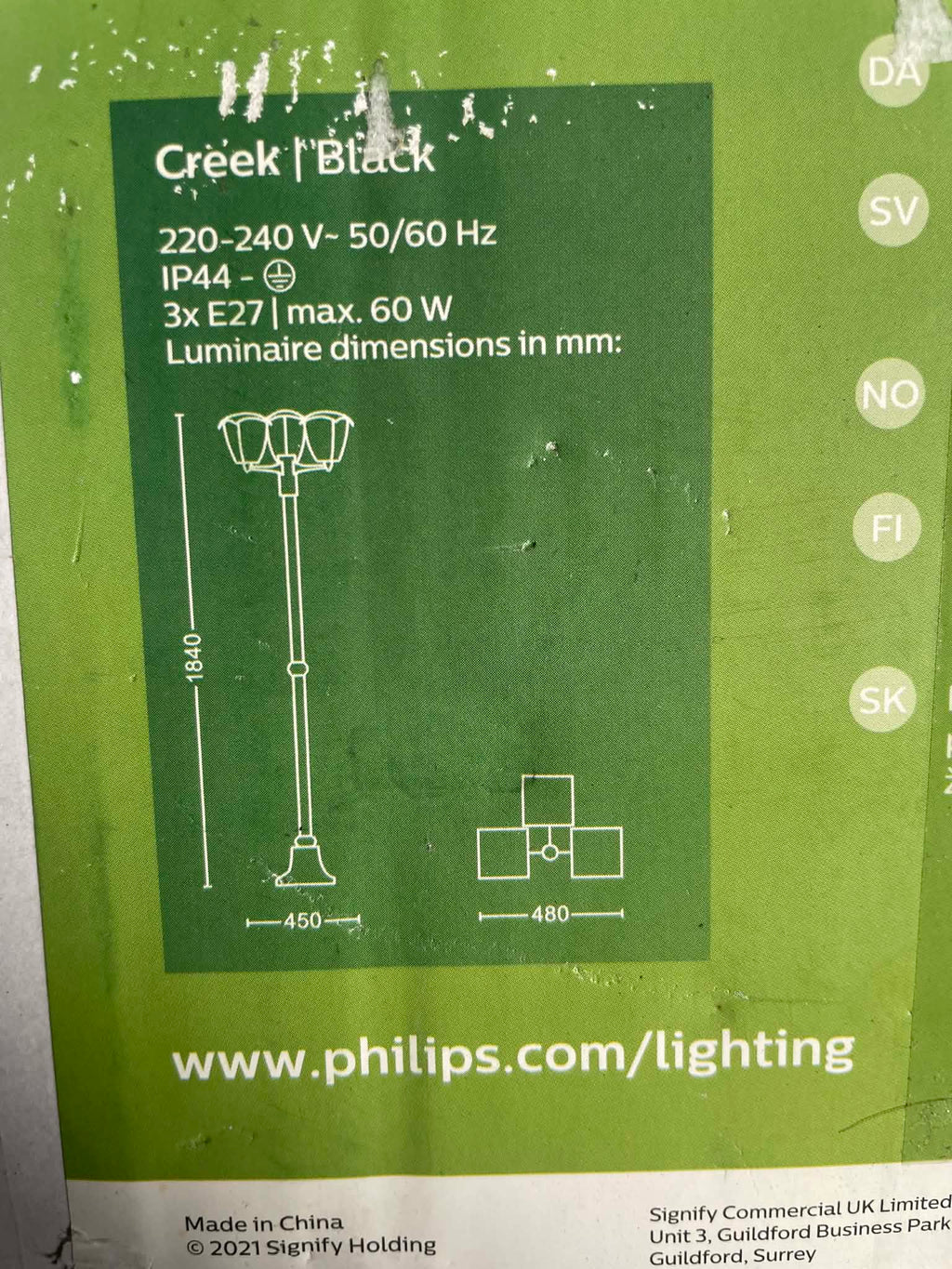 Philips Latarnia Ogrodowa na Słupku Creek – 3 Klosze, Czarna
