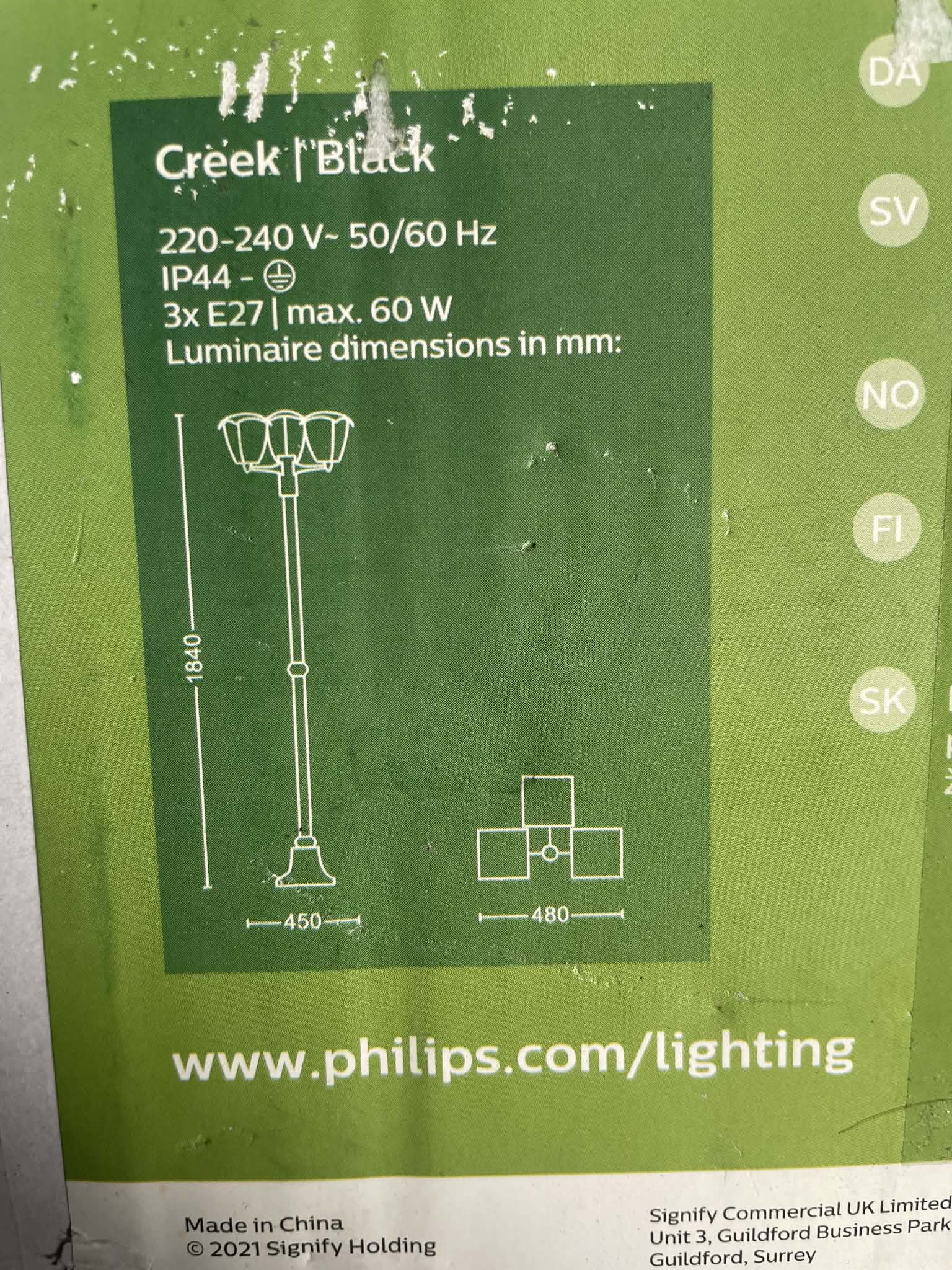 Philips Latarnia Ogrodowa na Słupku Creek – 3 Klosze, Czarna