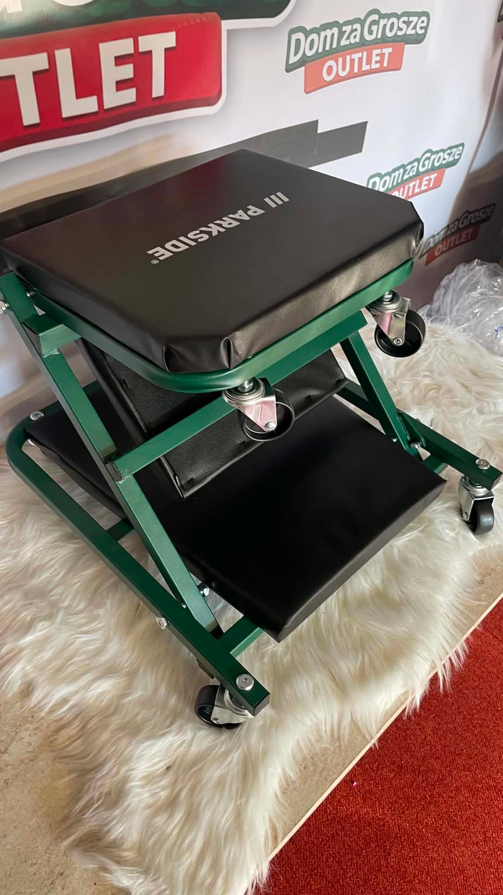 Parkside Wózek Montażowy + Taboret 2w1 PRW 2 A1 – do 150 kg, 4 koła