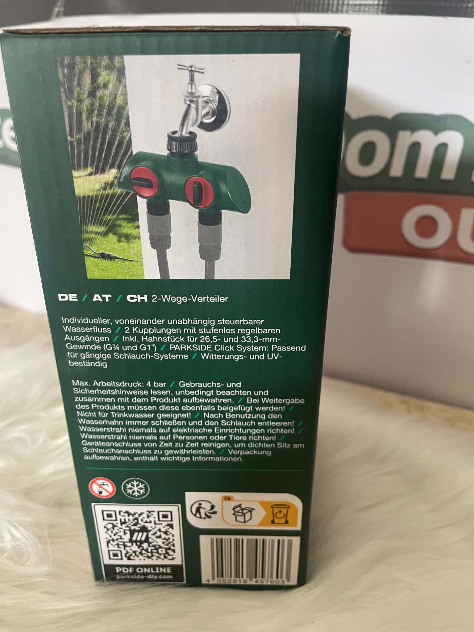 Parkside Rozdzielacz 2-Drożny do Węża Ogrodowego max. 4 bar