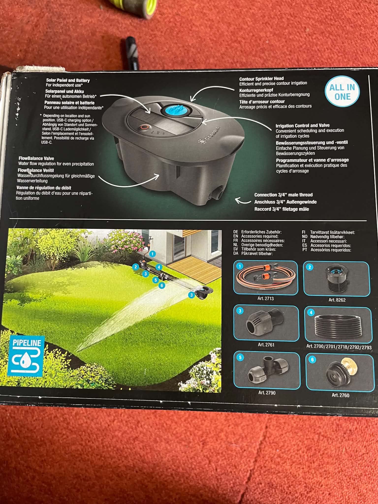Gardena AquaPrecise Bluetooth - System nawadniania Pipeline All-in-One z panelem słonecznym