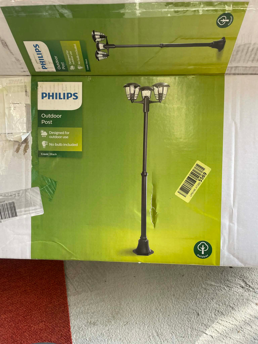 Philips Latarnia Ogrodowa na Słupku Creek – 3 Klosze, Czarna