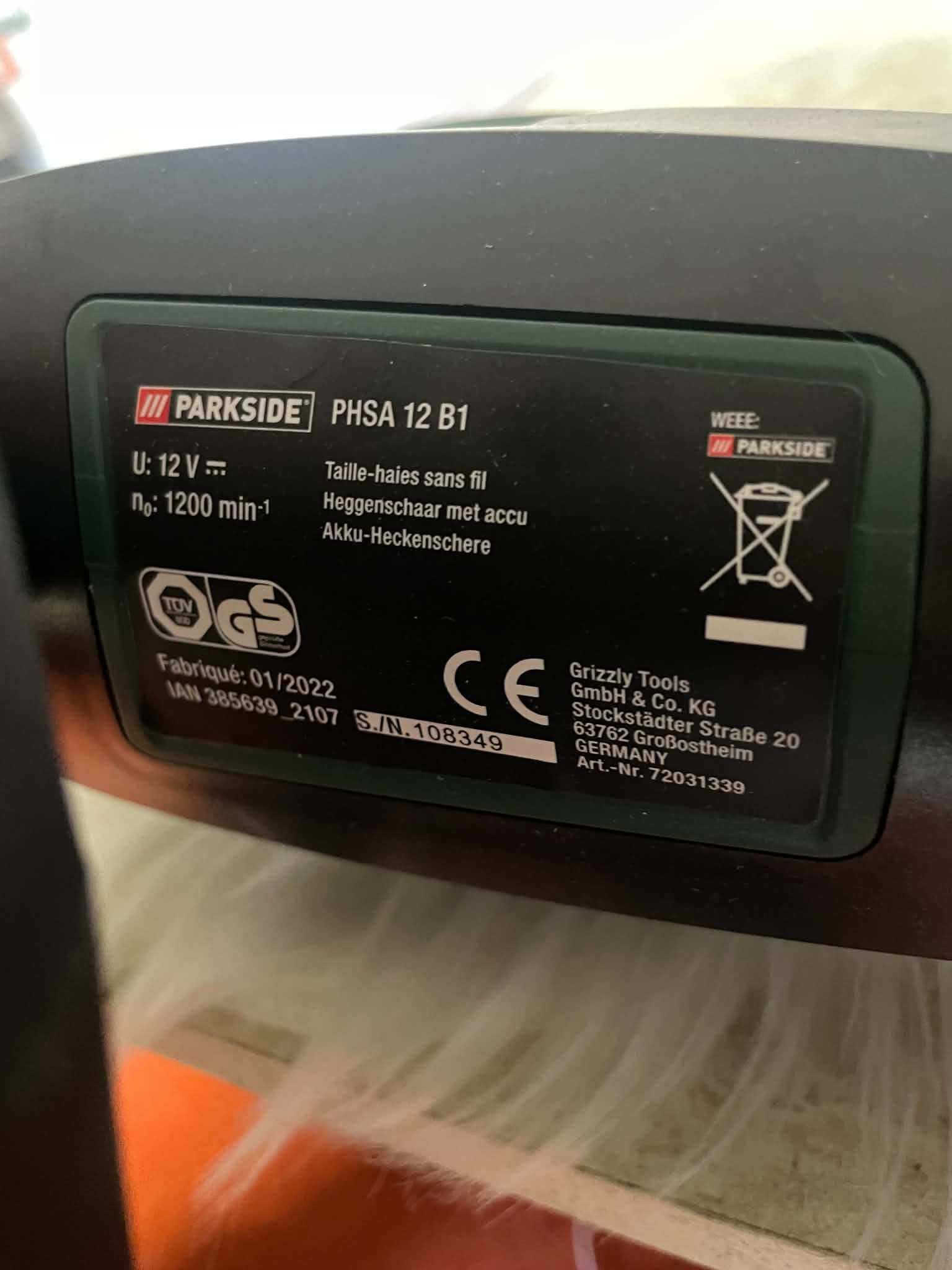 Parkside Nożyce do żywopłotu Akumulatorowe PHSA 12 B1 – 12 V