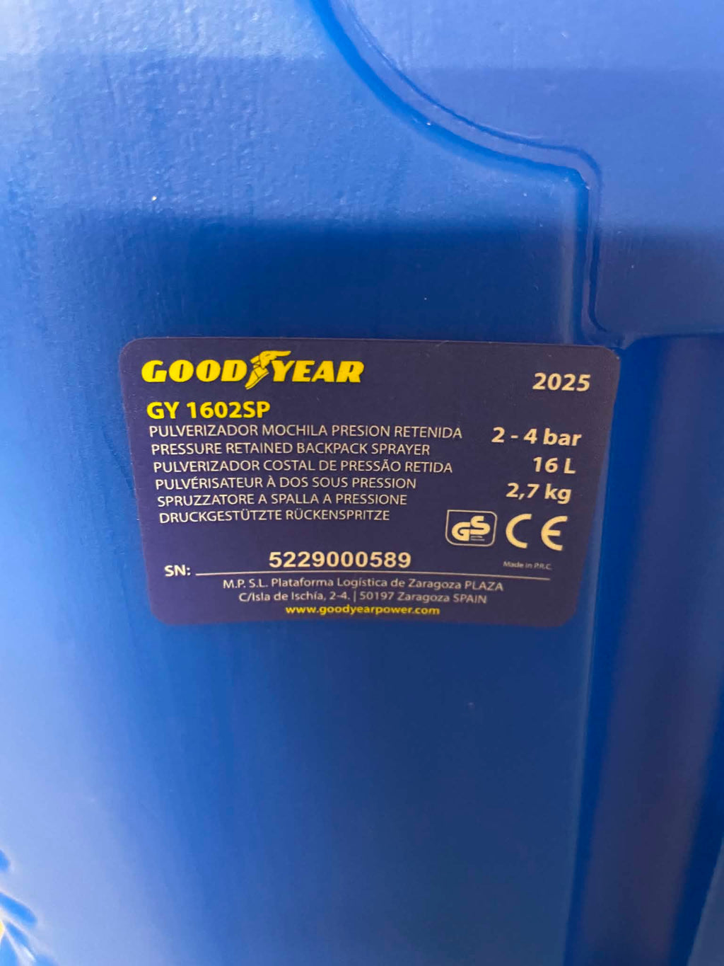 Goodyear GY 1602SP Opryskiwacz plecakowy ciśnieniowy 16 L