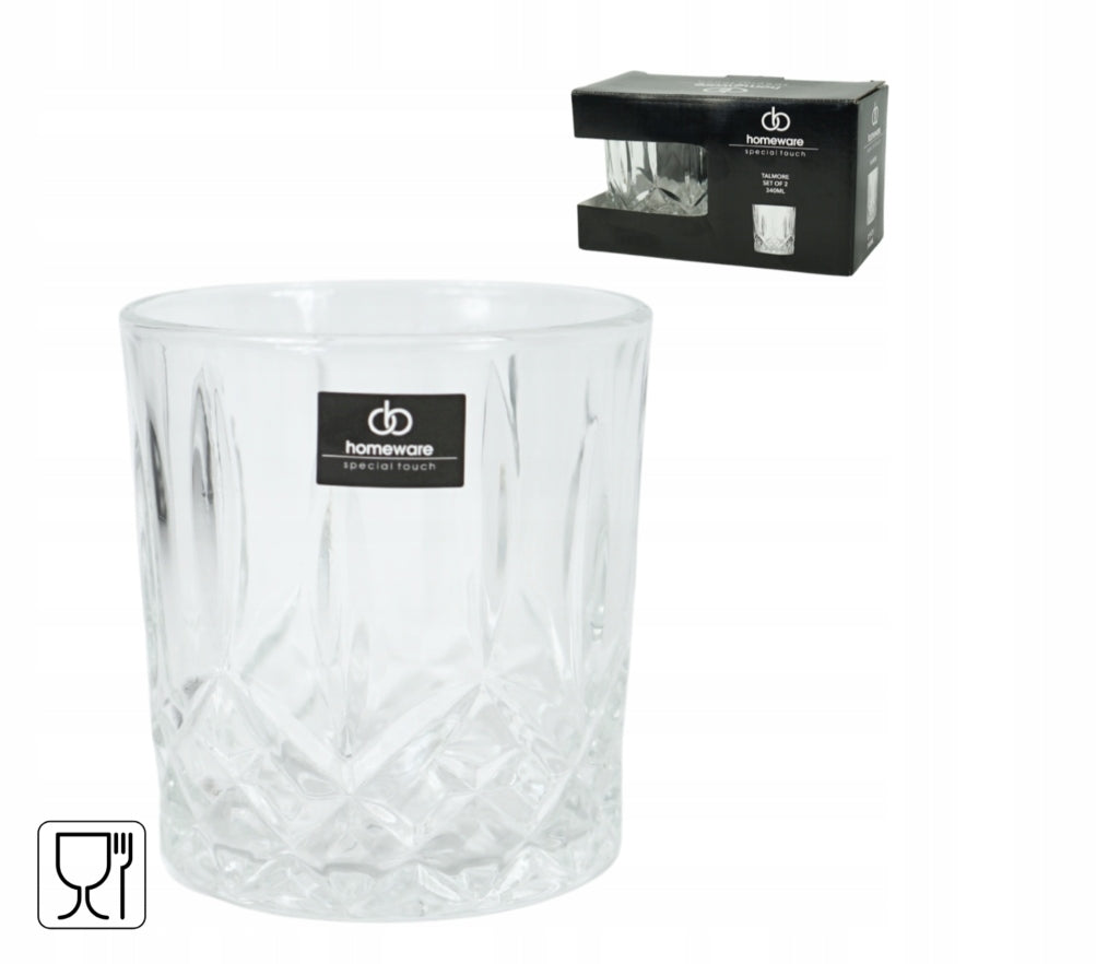 Zestaw 2 szklanek Homeware Talmore 340 ml | szkło fasetowane |