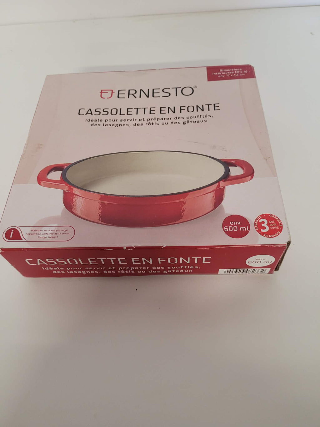 Żeliwne naczynie / kociołek / foremka Ernesto Cast Iron Casserole 600 ml (czerwona)