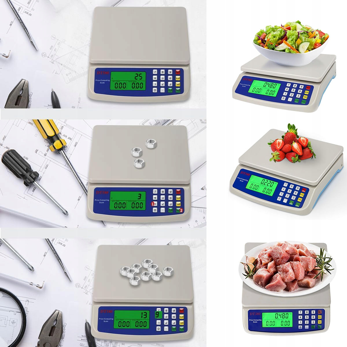 Waga kuchenna Bedee DT-580 do 10 kg z LCD i tarą – srebrno-szara