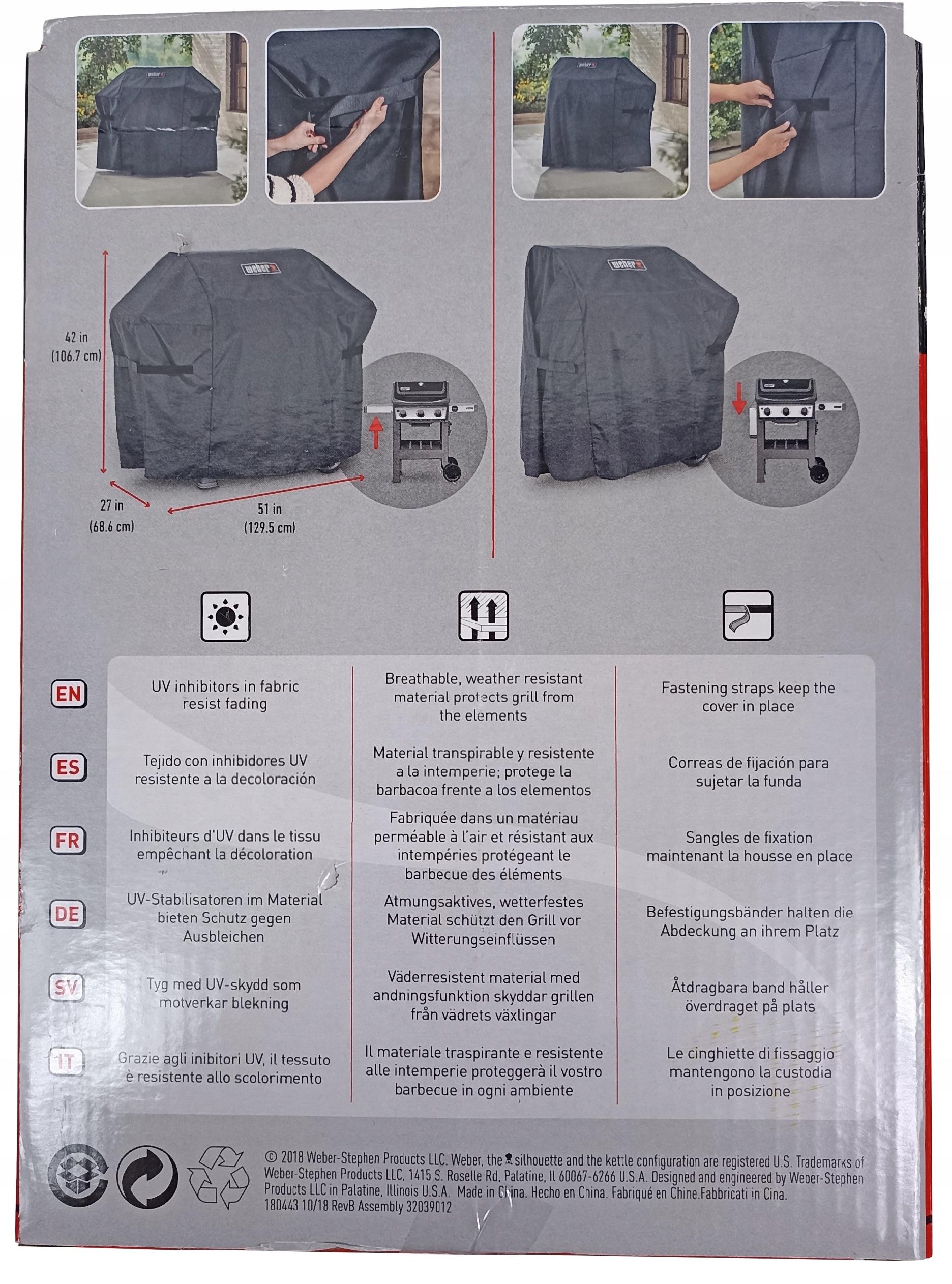 Weber 7183 wodoodporny pokrowiec na grill gazowy Spirit Premium 129 x 68 cm