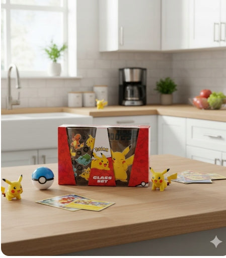 Szklanki Pokémon 2×260 ml Zestaw Szklanek Pikachu Oryginalne Licencjonowane
