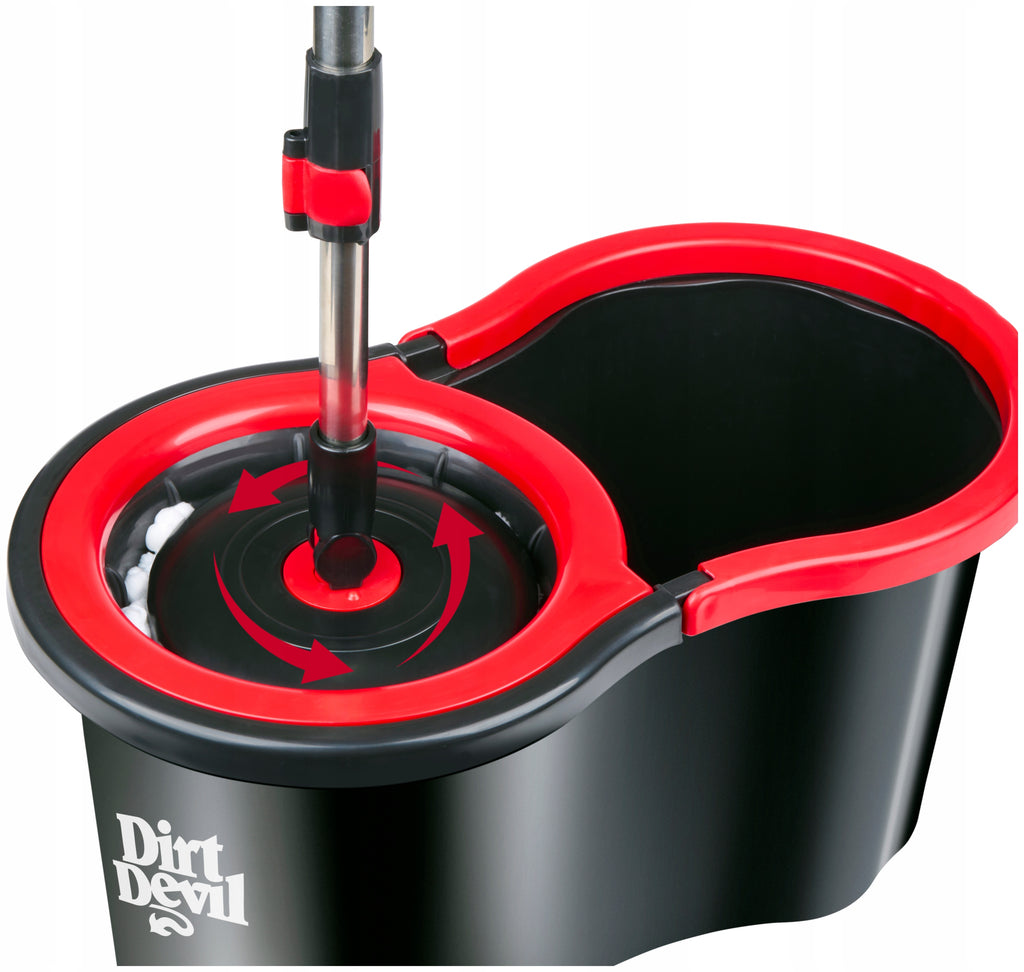 MOP OBROTOWY DIRT DEVIL ZESTAW WIADRO 16L WYŻYMACZKA 360 KIJ TELESKOPOWY