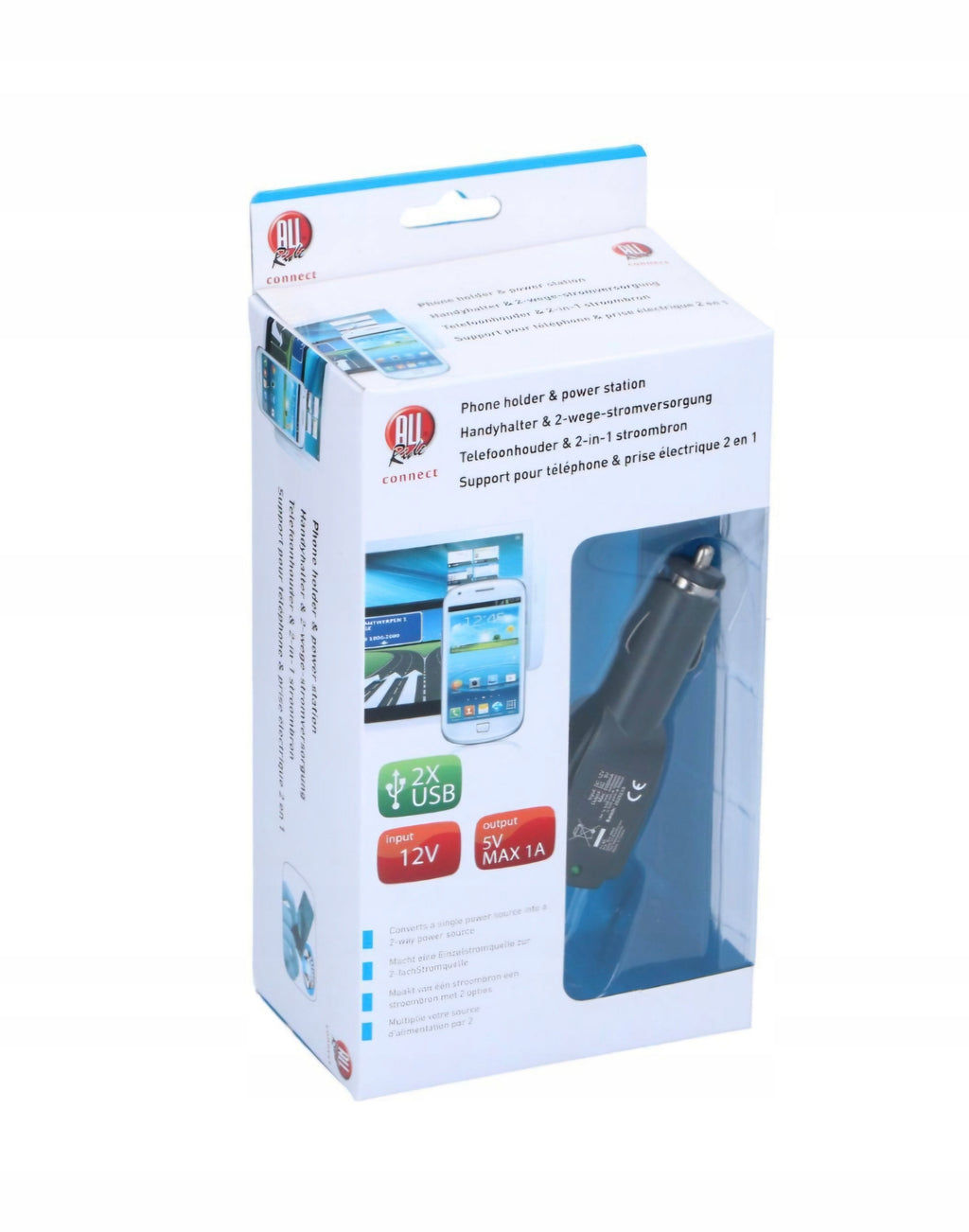 Uchwyt Do Telefonu + Stacja Zasilająca 2 Porty USB All Ride Uniwersalny