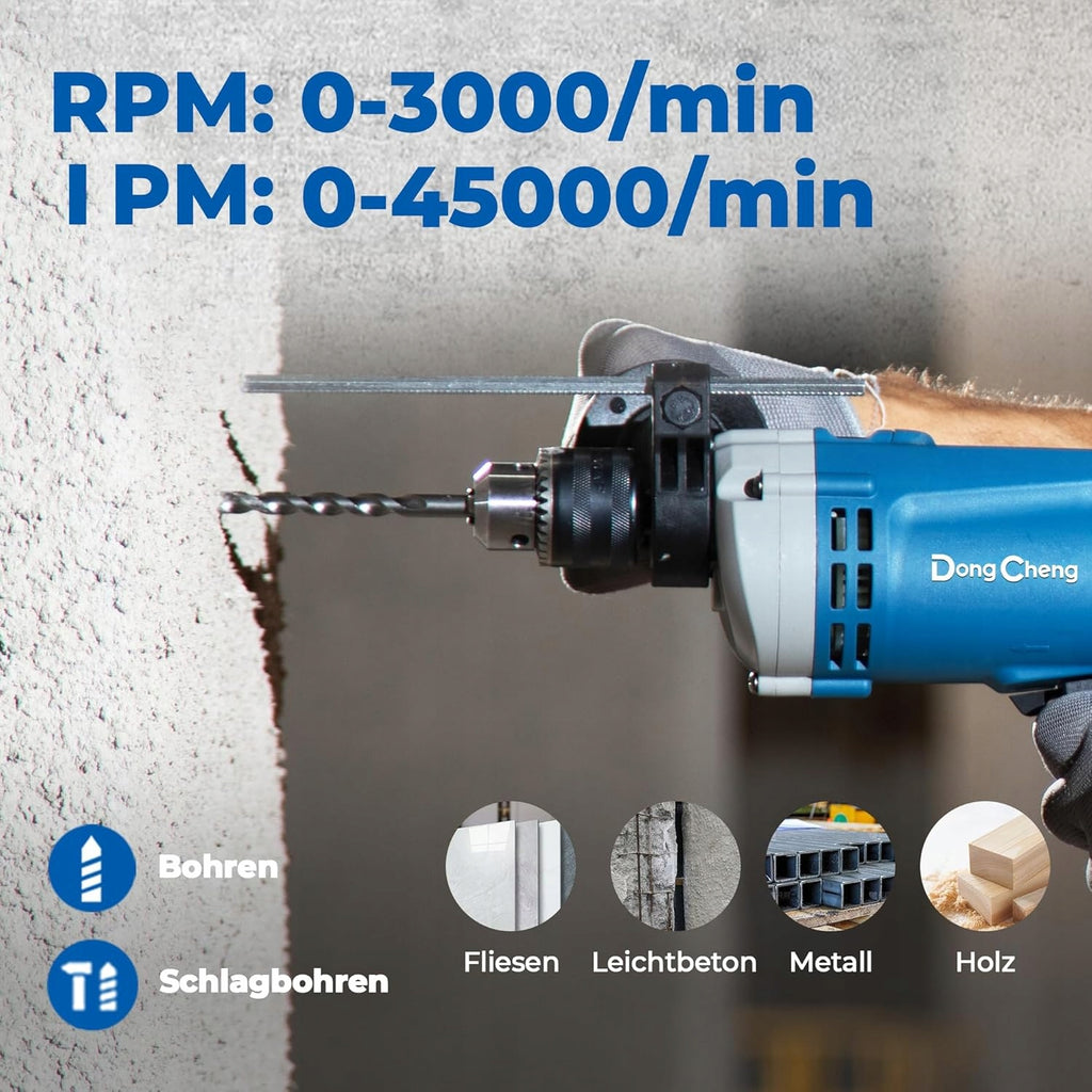 Wiertarka Udarowa 710W Zestaw Wierteł 15szt Metal Beton Drewno DongCheng
