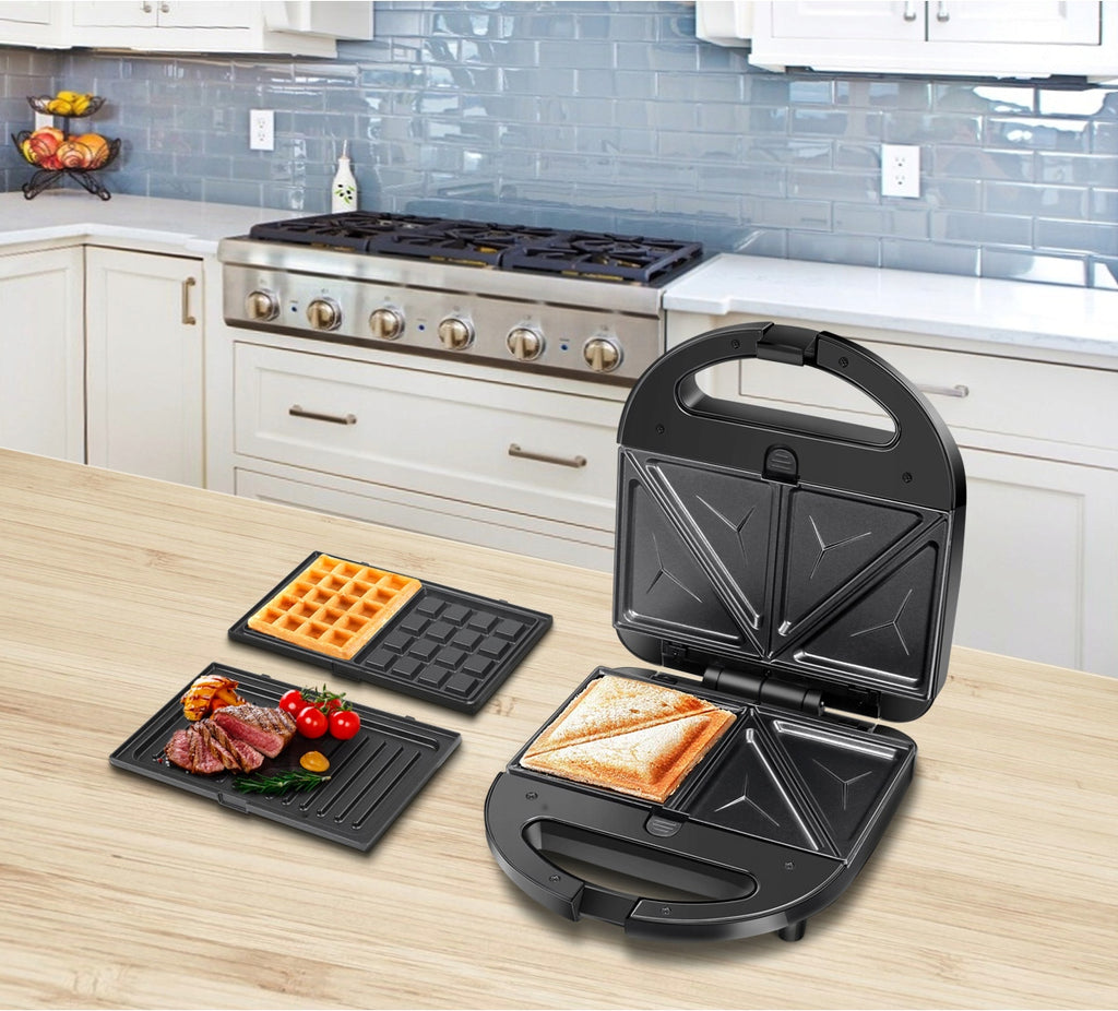 Opiekacz Toster Sandwich Gofrownica Grill Aigostar Rubik czarny 750 W