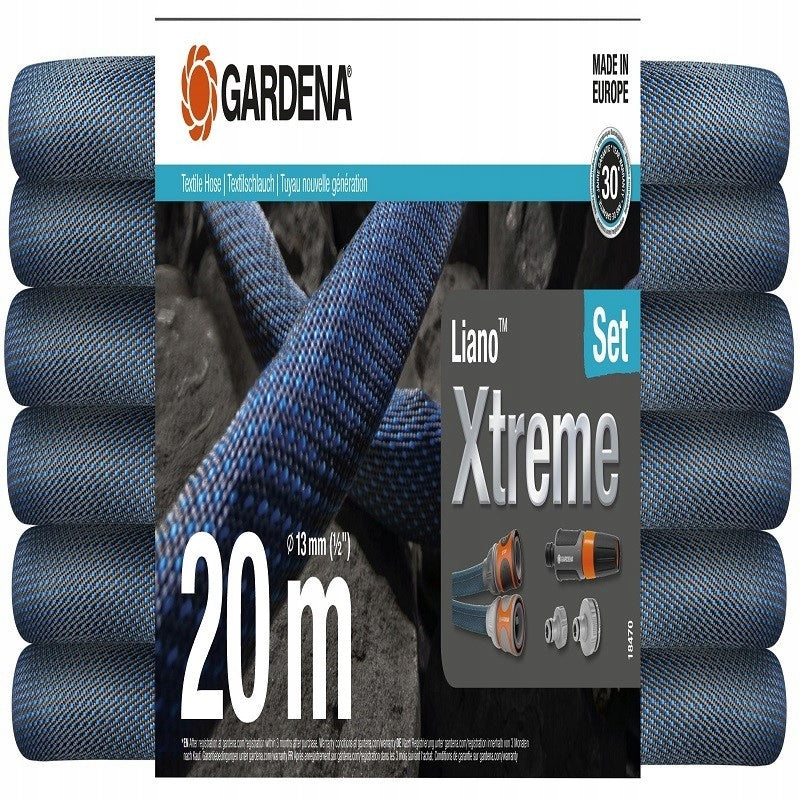 Wąż tekstylny Gardena Liano Xtreme 20 m - zestaw