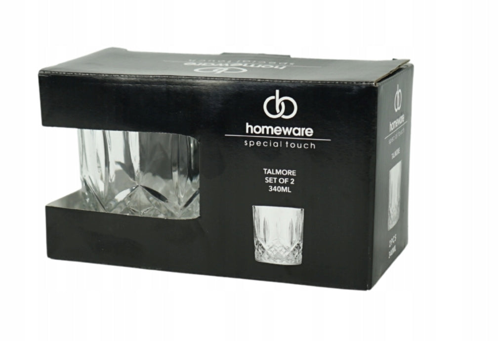 Zestaw 2 szklanek Homeware Talmore 340 ml | szkło fasetowane |