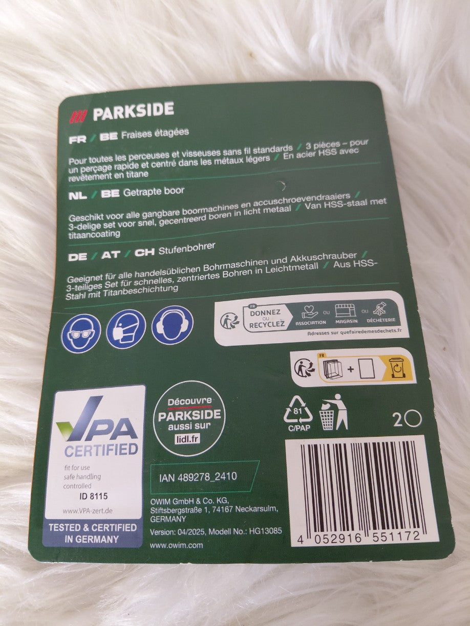 PARKSIDE Zestaw wierteł stopniowych 3 szt. HSS z tytanem