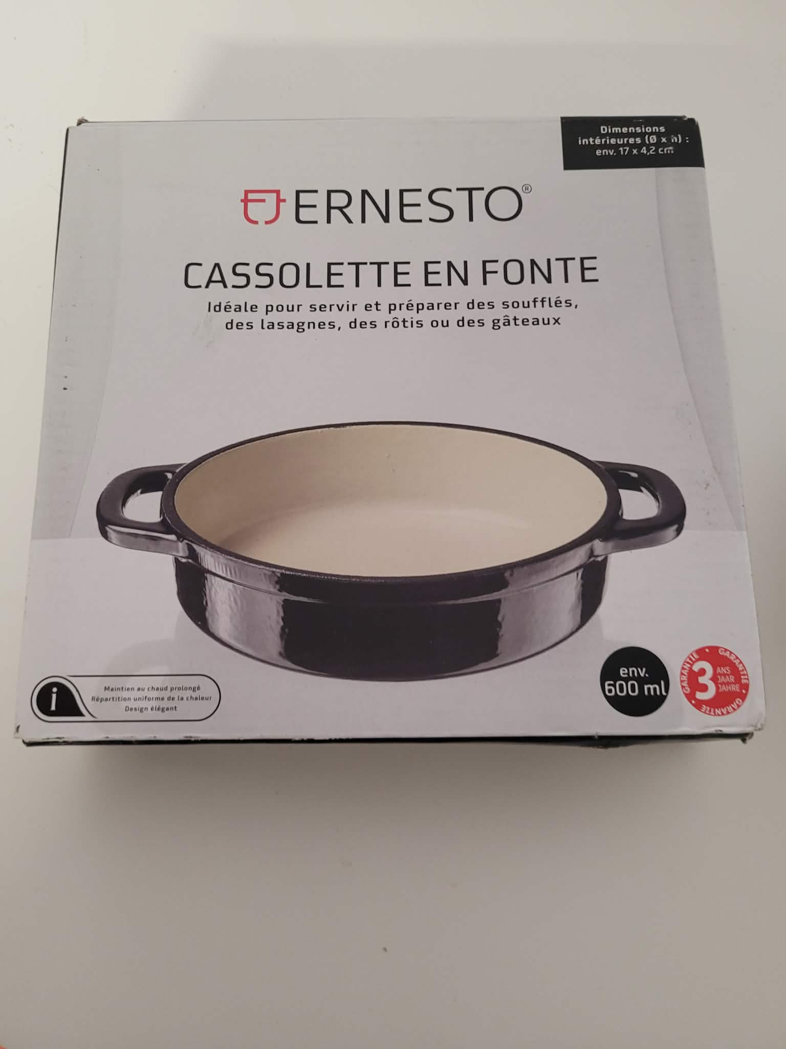 Żeliwne naczynie / kociołek / foremka Ernesto Cast Iron Casserole 600 ml (czarne)
