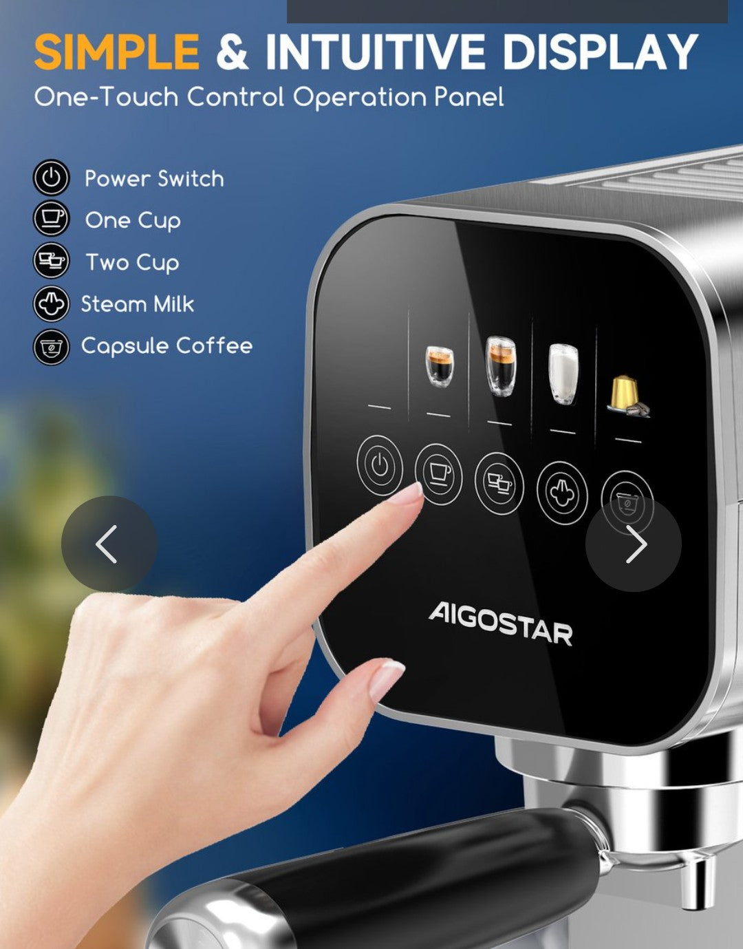Ekspres do kawy mielonej kapsułki cappuccino late panel dotykowy półautomat