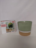 Osłonka na doniczkę ceramiczna Livarno Home zielona cieniowana 13x11 cm