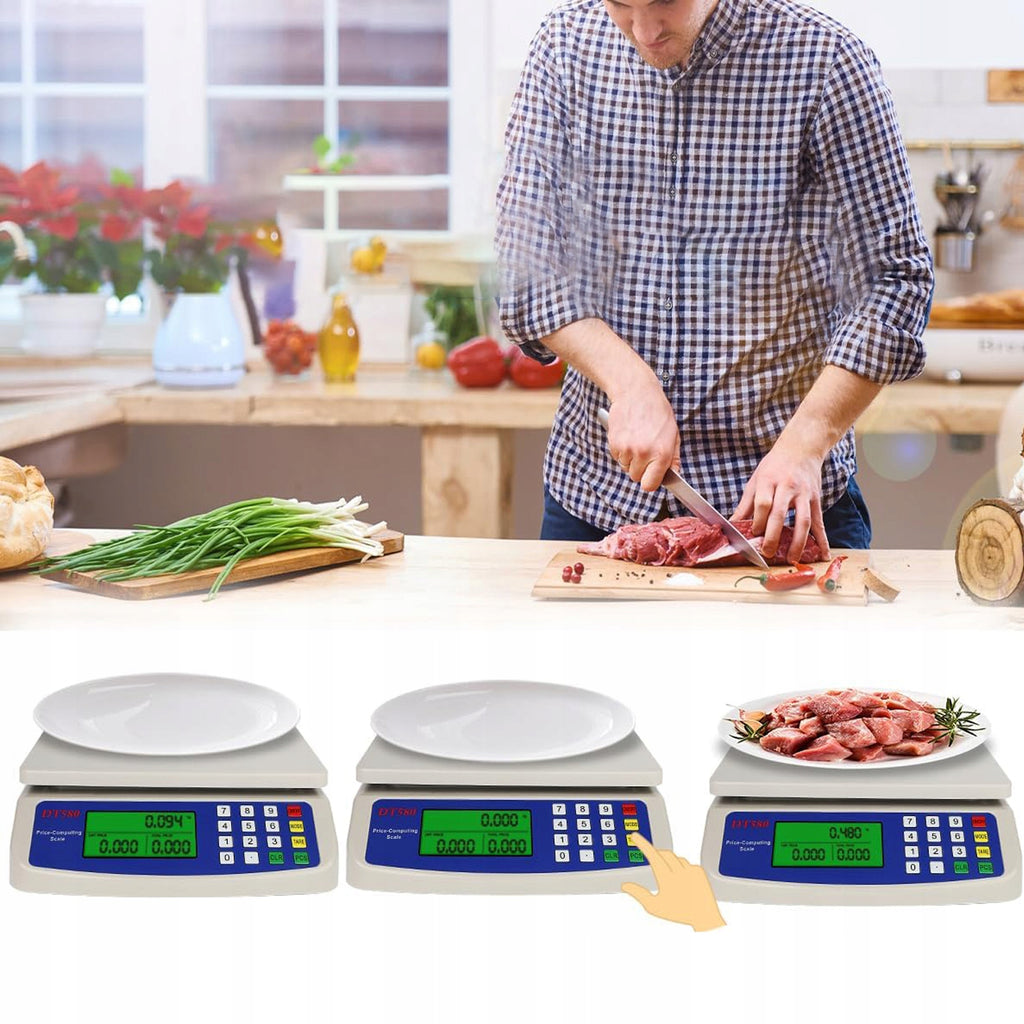 Waga kuchenna Bedee DT-580 do 10 kg z LCD i tarą – srebrno-szara