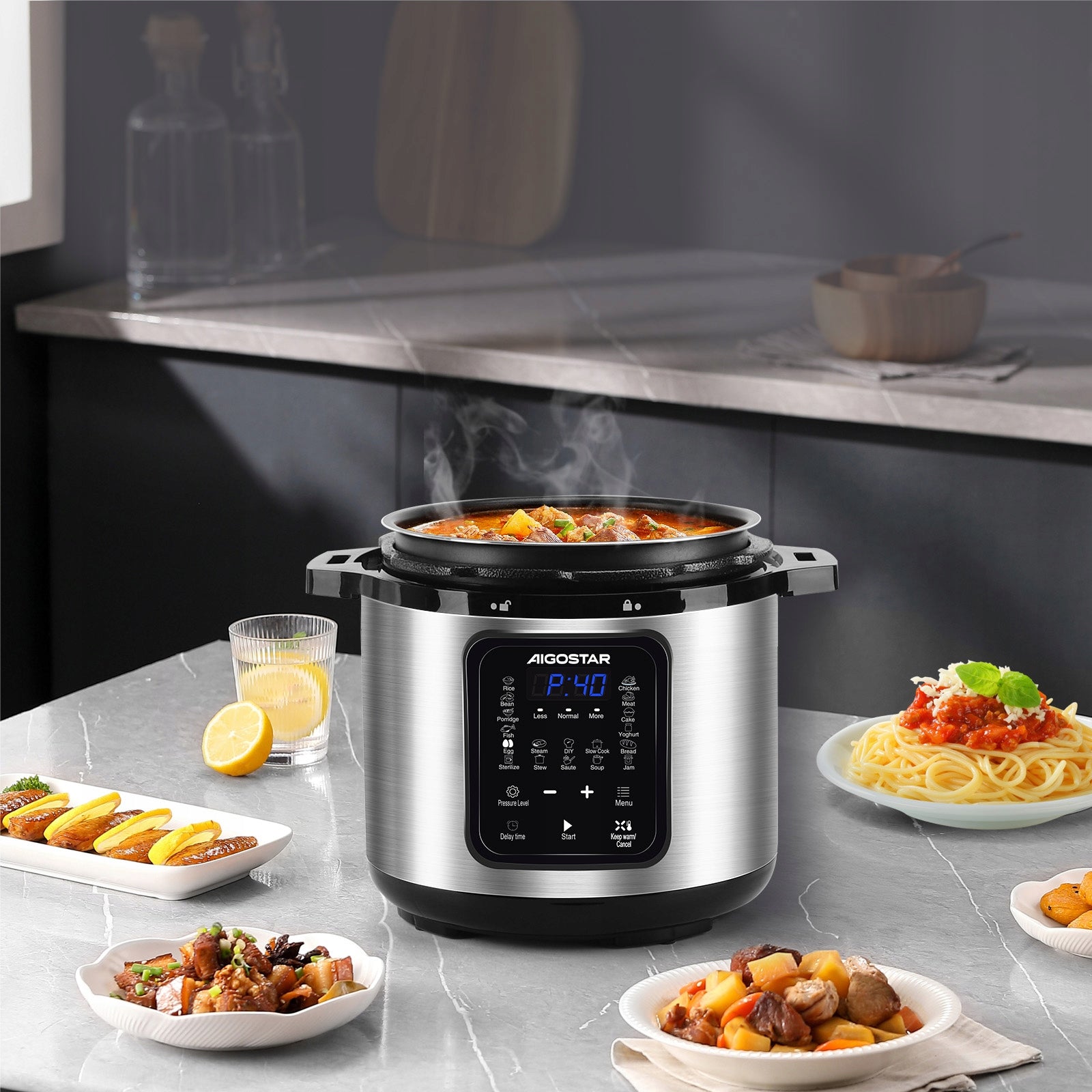 Multicooker Szybkowar Elektryczny 6L 1000W 18 Programów Timer Aigostar