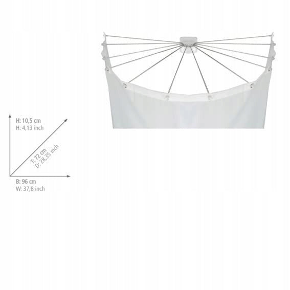 Drążek prysznicowy łukowy Wenko 72-96 x 10 mm biały